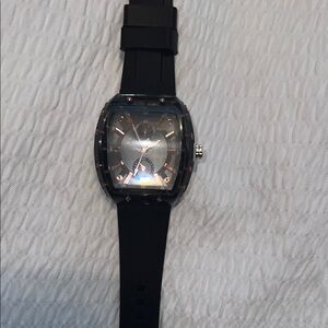 Black Men's Sport Watch with Rose Gold Accents
